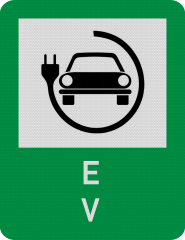 Stație Încărcare Electrică - VERDE - Indicator rutier - Semn de Circulație Metalic 65x50cm